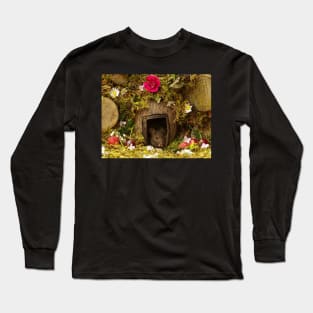 little mouse in a log pile house Long Sleeve T-Shirt